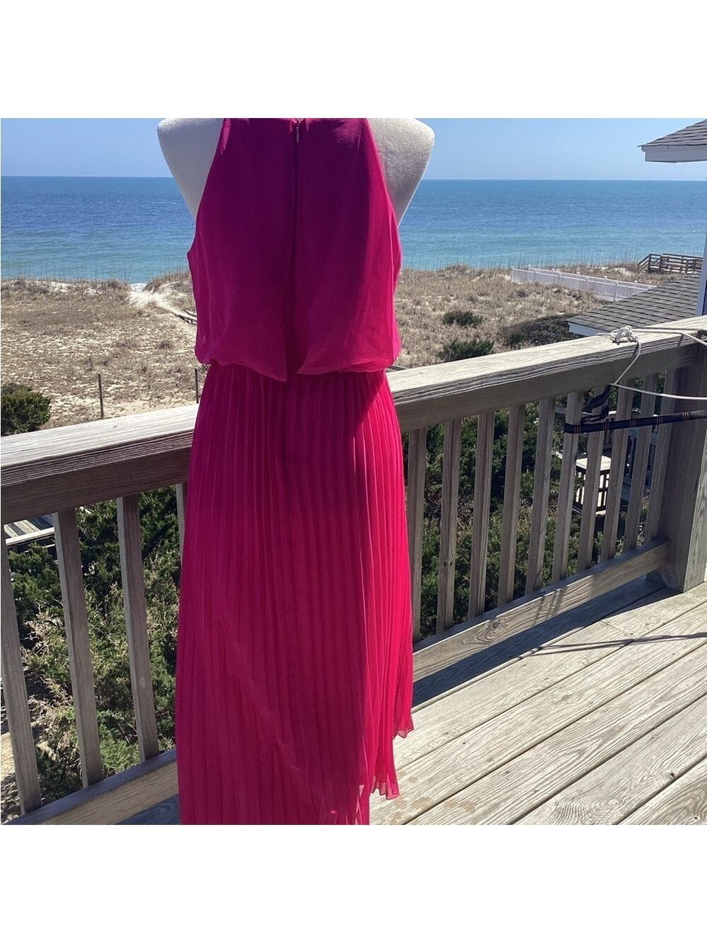 Sam Edelman Hot Pink Pleated Midi Dress - Picture 8 of 13